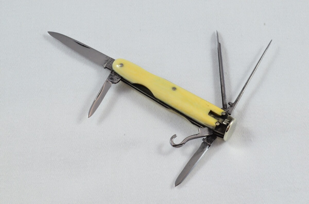 Antique Sheffield J. Nowill Ivory 6 Piece Folding Smokers Pocket Pen Knife