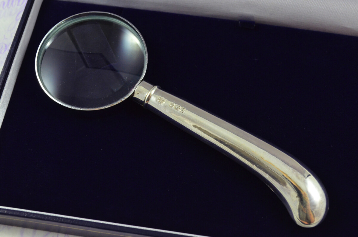 Frederick C Asman Plain pistol Pattern Sterling Silver Magnifying Glass Sheffield 1910 - Image 2