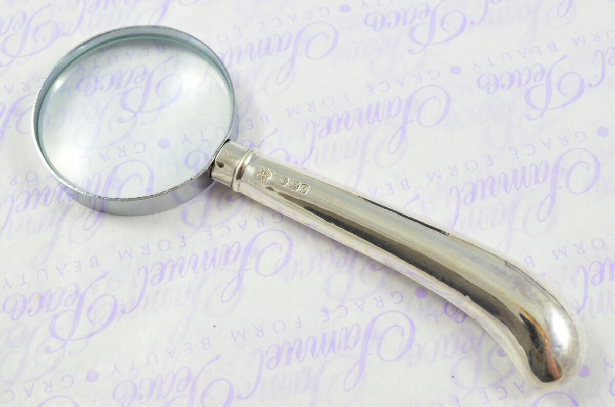 Frederick C Asman Plain pistol Pattern Sterling Silver Magnifying Glass Sheffield 1910 - Image 3
