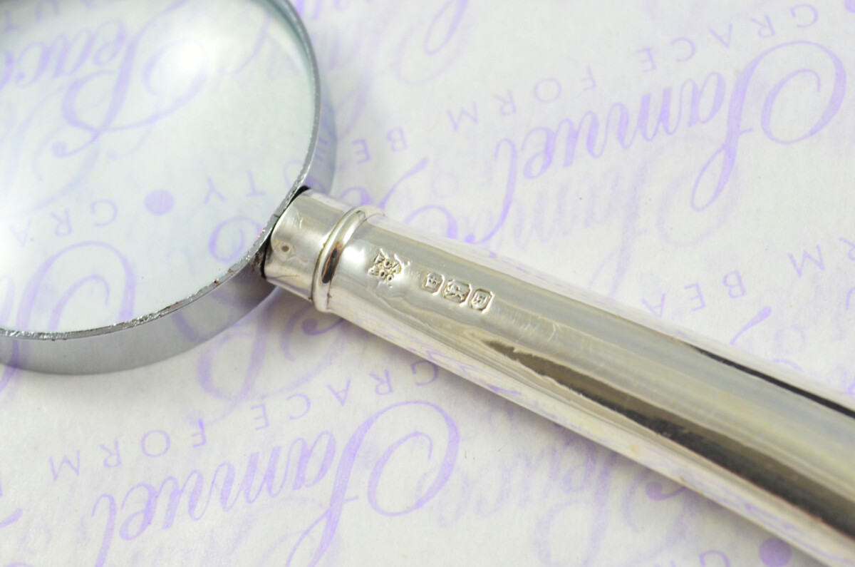 Frederick C Asman Plain pistol Pattern Sterling Silver Magnifying Glass Sheffield 1910 - Image 5