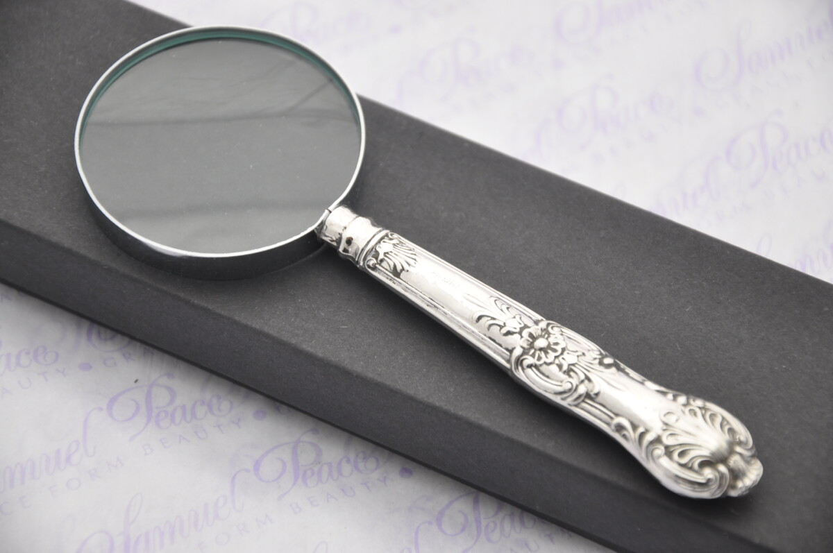 Charles James Allen Queens Pattern Sterling Silver Magnifying Glass Sheffield 1905