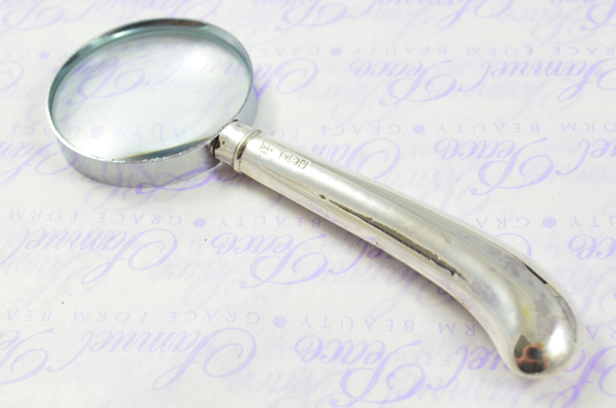 Frederick C Asman Plain pistol Pattern Sterling Silver Magnifying Glass Sheffield 1910 - Image 8