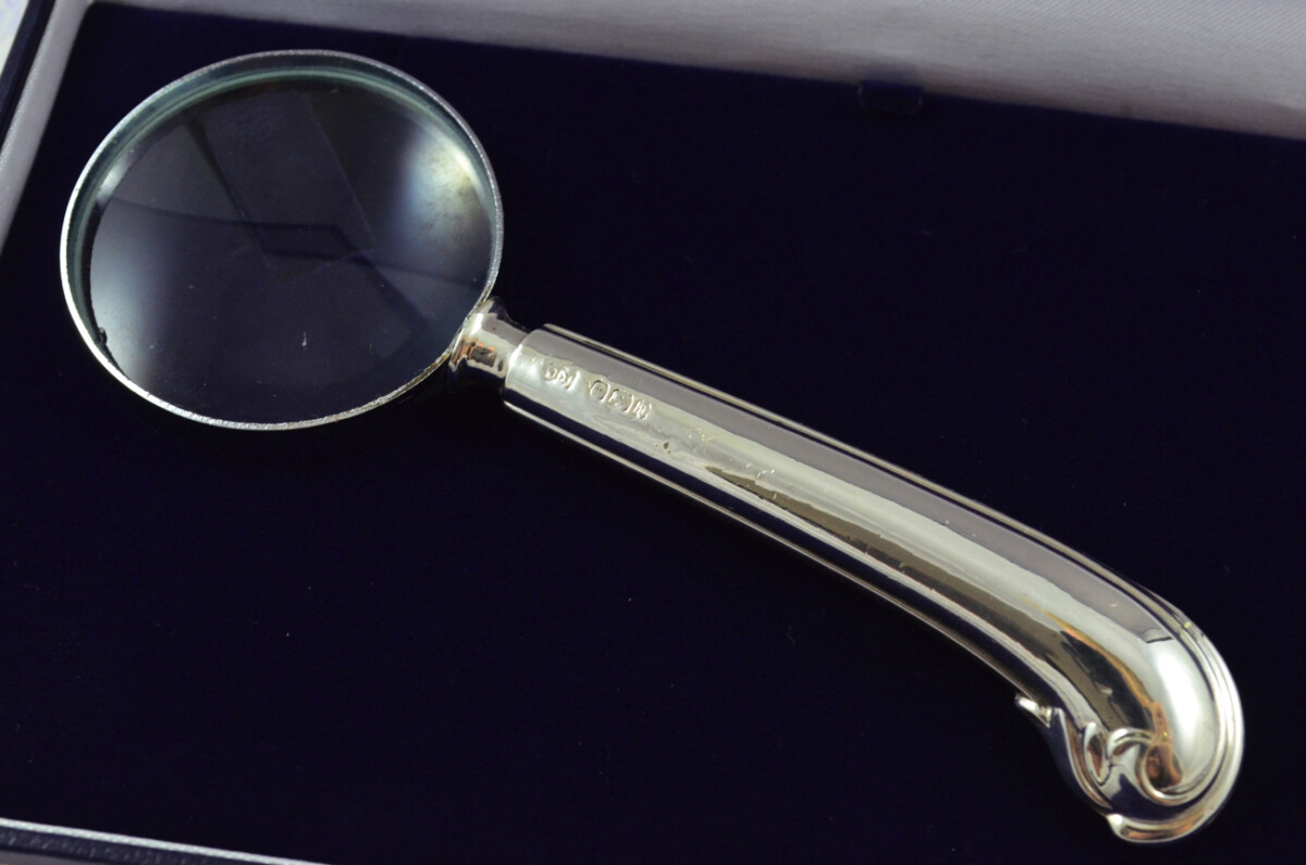 John Yates Fluted Pistol Pattern Sterling Silver Magnifying Glass Sheffield 1911 - Image 2