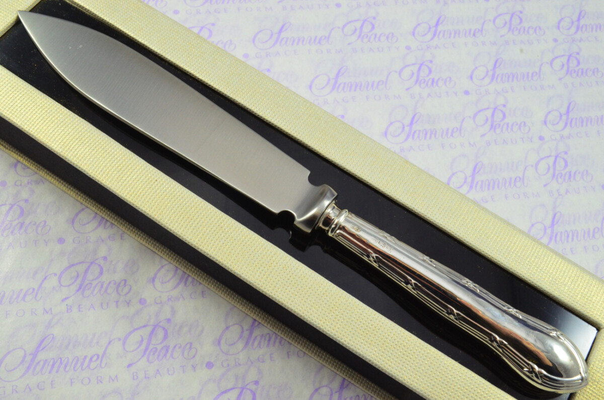 John Biggin Sterling Silver Handled Letter Opener Ribbon & Bow Pattern 1921 Cased