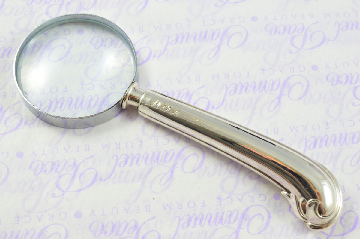 John Yates Fluted Pistol Pattern Sterling Silver Magnifying Glass Sheffield 1911 - Image 3