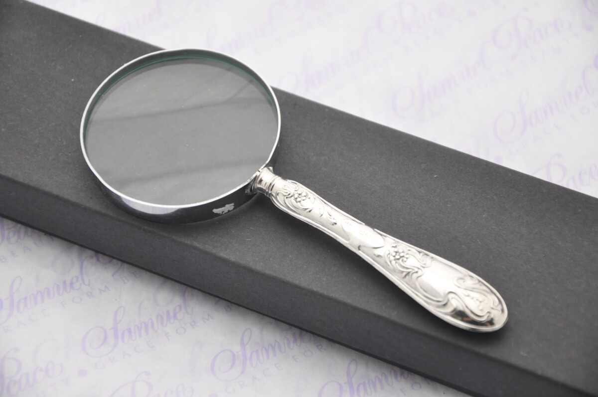 John Biggin Ornate Pattern Sterling Silver Magnifying Glass Sheffield 1905