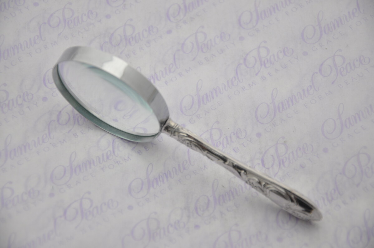 John Biggin Ornate Pattern Sterling Silver Magnifying Glass Sheffield 1905 - Image 4
