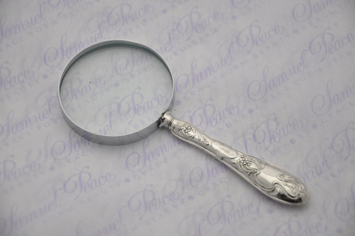 John Biggin Ornate Pattern Sterling Silver Magnifying Glass Sheffield 1905 - Image 3