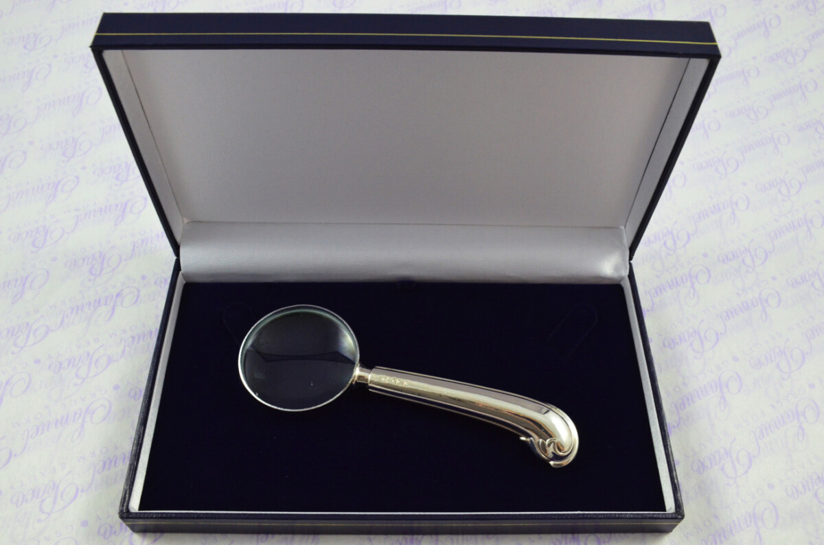 John Yates Fluted Pistol Pattern Sterling Silver Magnifying Glass Sheffield 1911 - Image 9