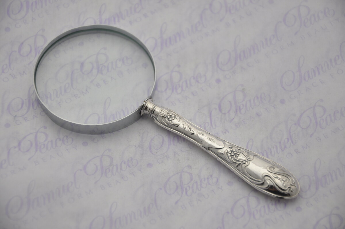 John Biggin Ornate Pattern Sterling Silver Magnifying Glass Sheffield 1905 - Image 5
