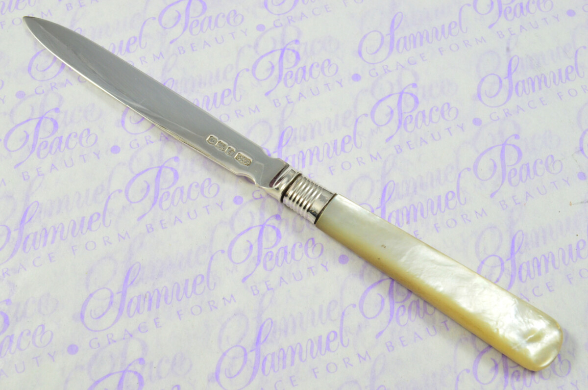 Roberts & Belk Solid Silver Bladed & Mother of Pearl Handled Letter Opener Sheffield 1924 Cased - Image 3