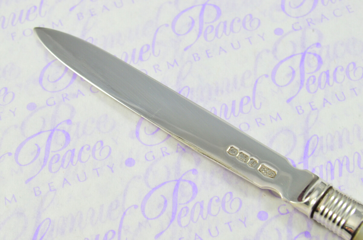 Roberts & Belk Solid Silver Bladed & Mother of Pearl Handled Letter Opener Sheffield 1924 Cased - Image 7
