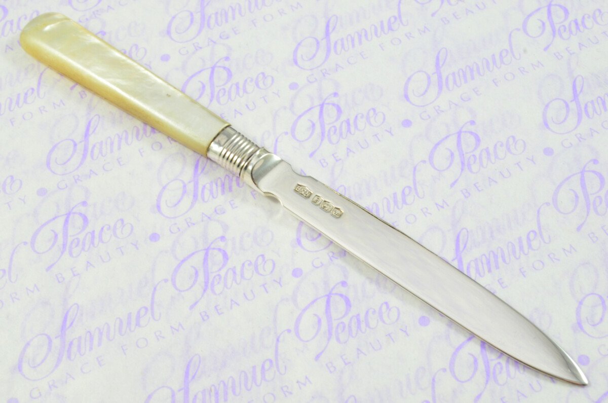 Roberts & Belk Solid Silver Bladed & Mother of Pearl Handled Letter Opener Sheffield 1924 Cased - Image 8