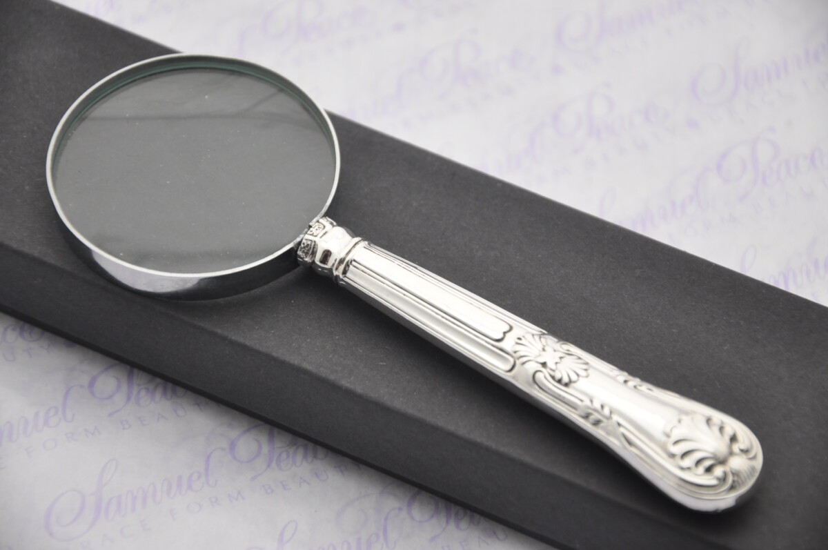 Atkin & Oxley Kings Pattern Sterling Silver Magnifying Glass Sheffield 1830