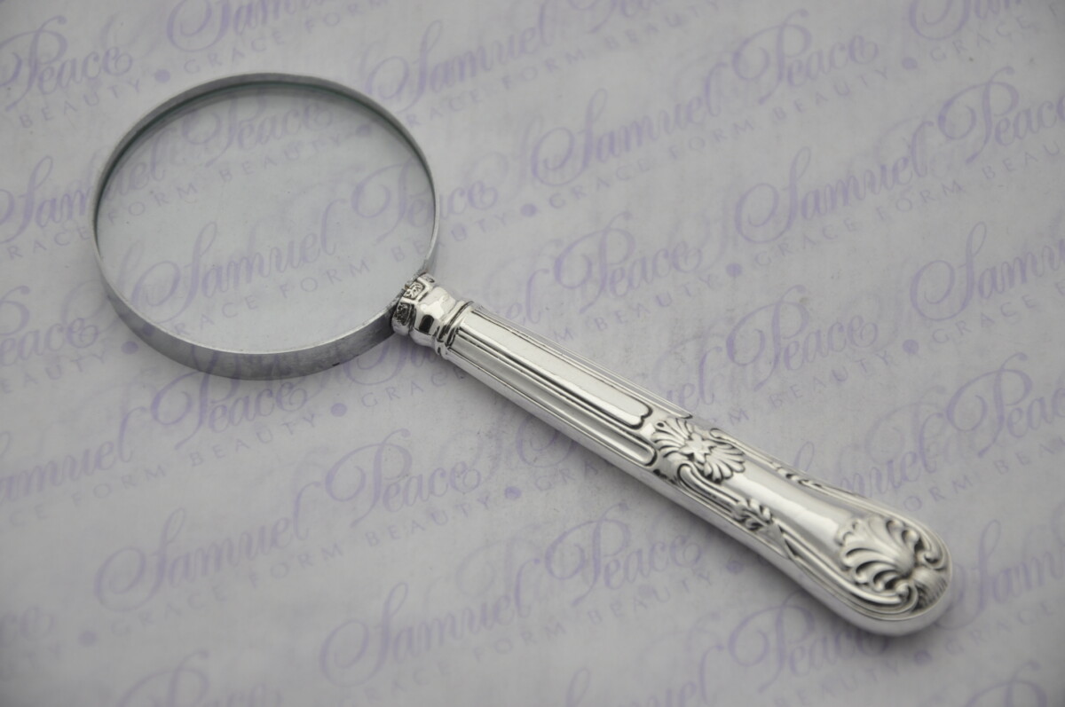 Atkin & Oxley Kings Pattern Sterling Silver Magnifying Glass Sheffield 1830 - Image 3