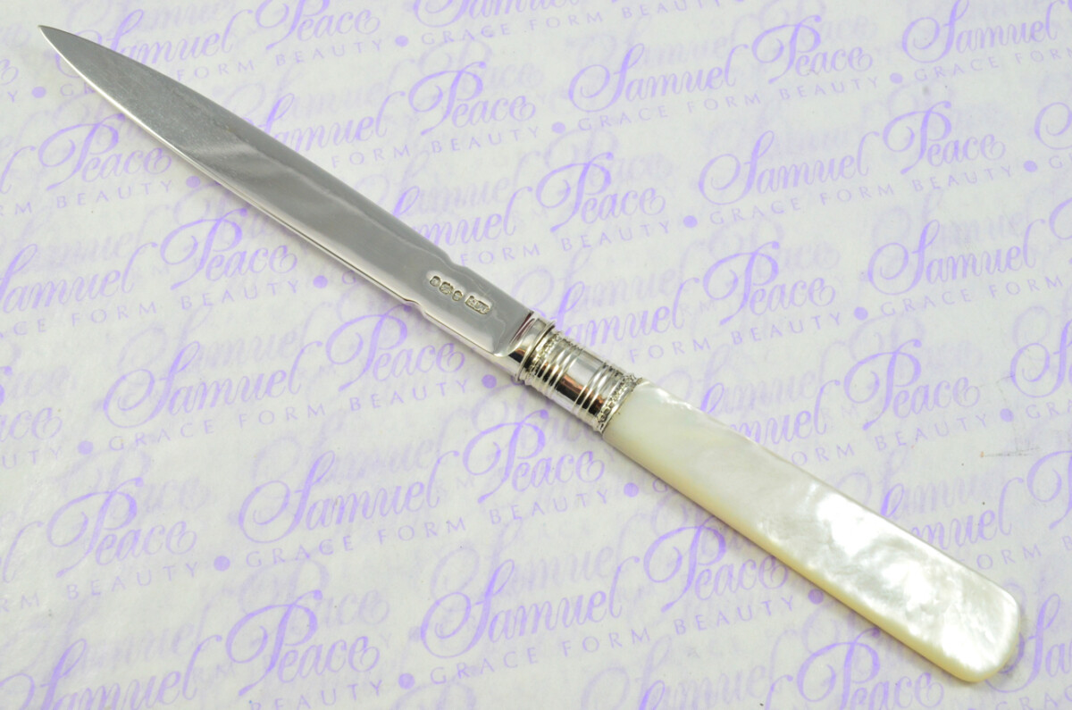 Exceptional Moses Brent Solid Silver Bladed & Mother of Pearl Handled Letter Opener Sheffield 1810 Cased - Image 3