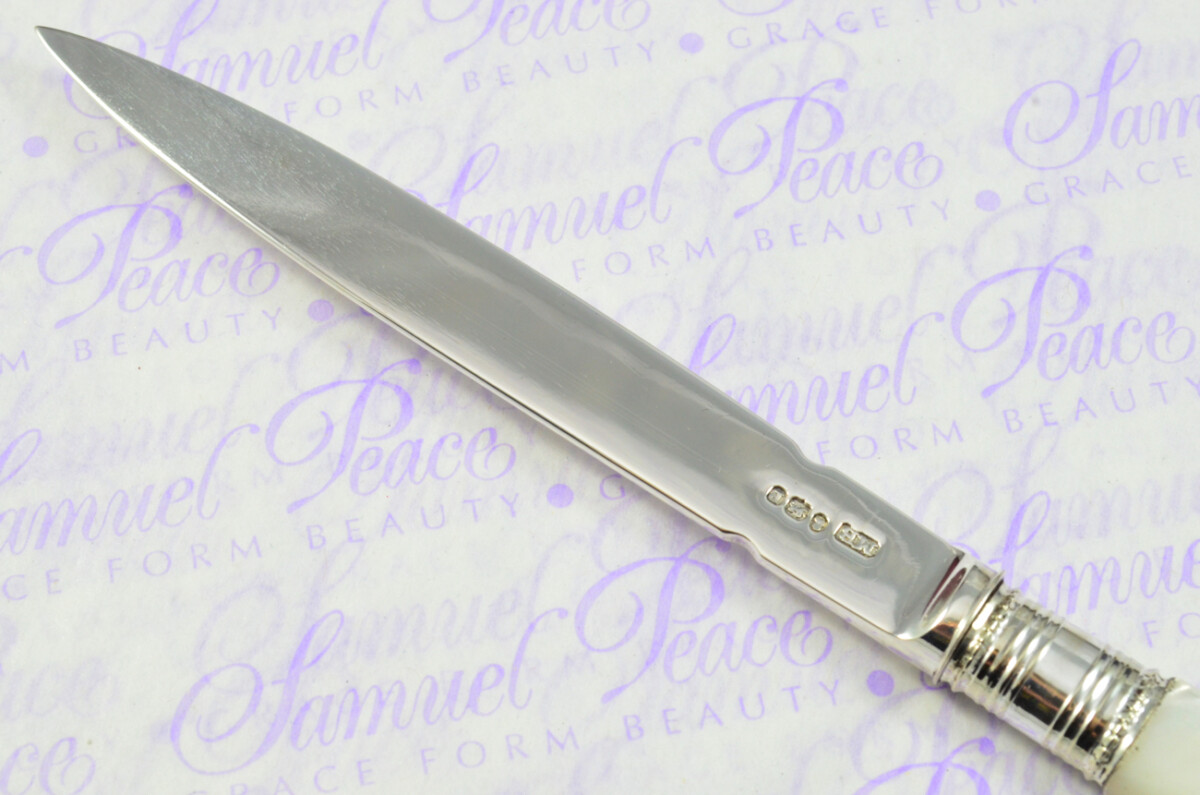 Exceptional Moses Brent Solid Silver Bladed & Mother of Pearl Handled Letter Opener Sheffield 1810 Cased - Image 5