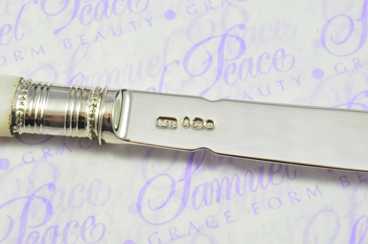 Exceptional Moses Brent Solid Silver Bladed & Mother of Pearl Handled Letter Opener Sheffield 1810 Cased - Image 6