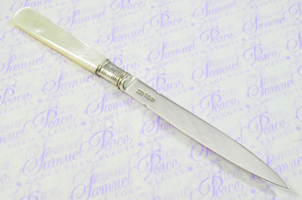 Exceptional Moses Brent Solid Silver Bladed & Mother of Pearl Handled Letter Opener Sheffield 1810 Cased - Image 8