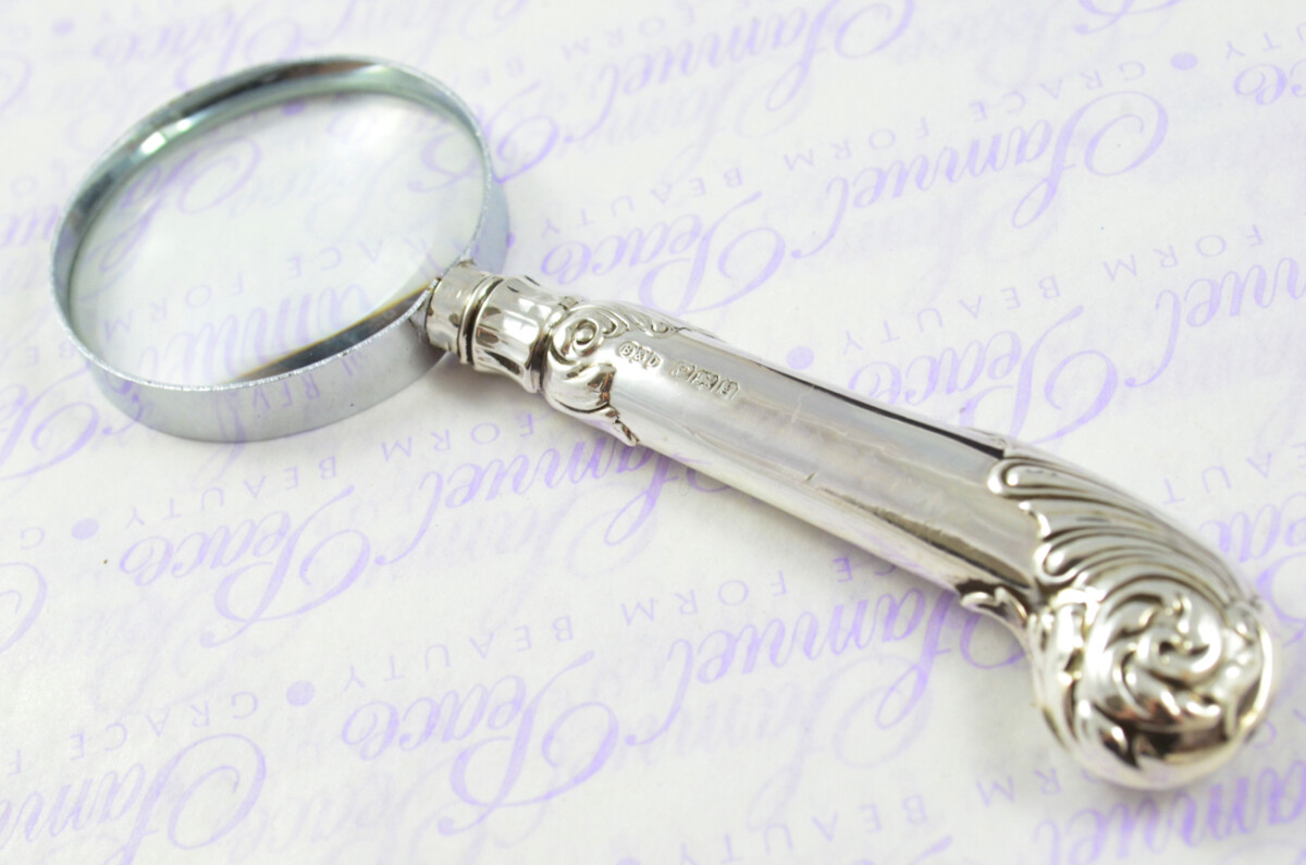 Boodle & Dunthorne Fancy Pistol Pattern Sterling Silver Magnifying Glass Sheffield 1924 - Image 8