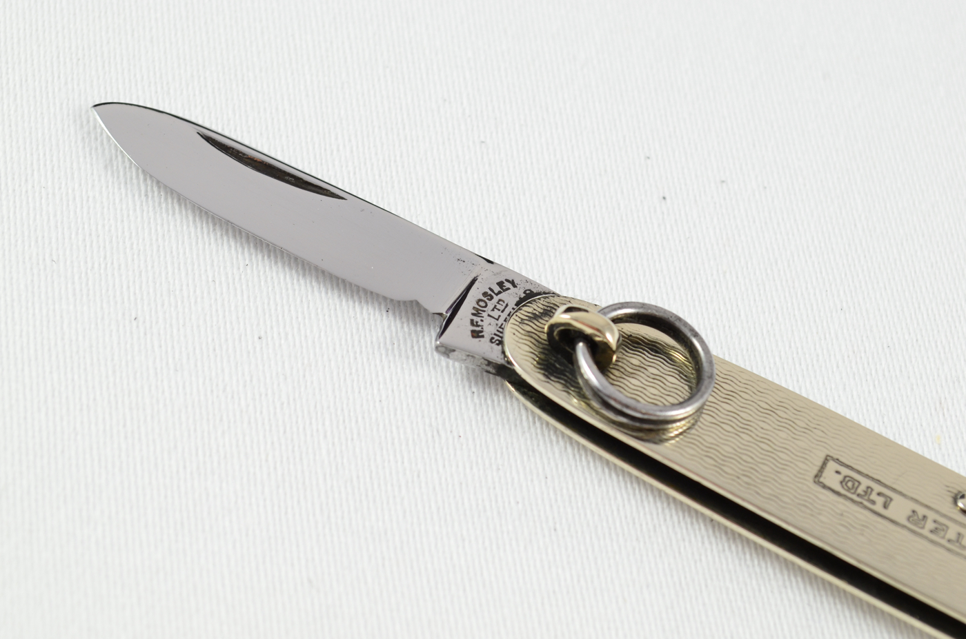 An RFM Folding Engine Turned Nickel Advertisement Ring Pocket Pen Knife Sheffield - Image 3