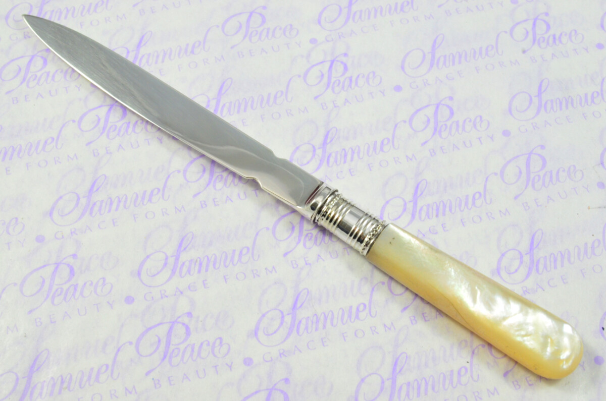 George Howson Solid Silver Bladed & Mother of Pearl Handled Letter Opener Sheffield 1927 Cased - Image 7