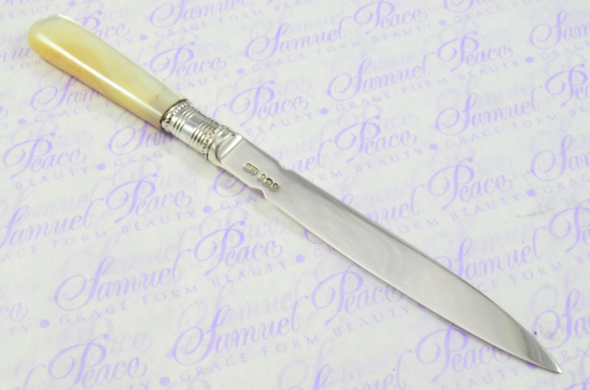 Extraordinary Moses Brent Solid Silver Bladed & Mother of Pearl Handled Letter Opener Sheffield 1810 Cased - Image 7