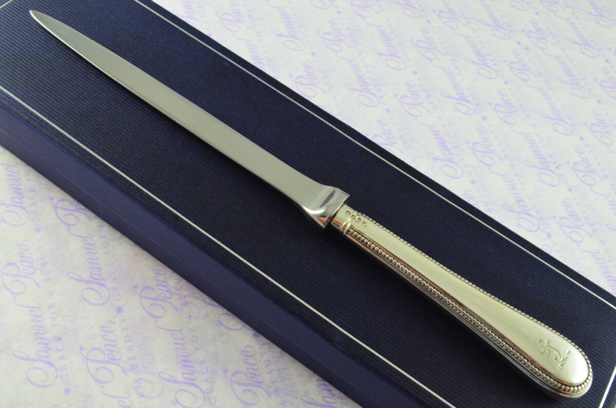 Bead Pattern H J Lias & Son London Sterling Silver Handled Letter Opener 1862 Cased