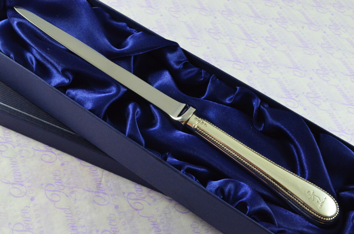 Bead Pattern H J Lias & Son London Sterling Silver Handled Letter Opener 1862 Cased - Image 2