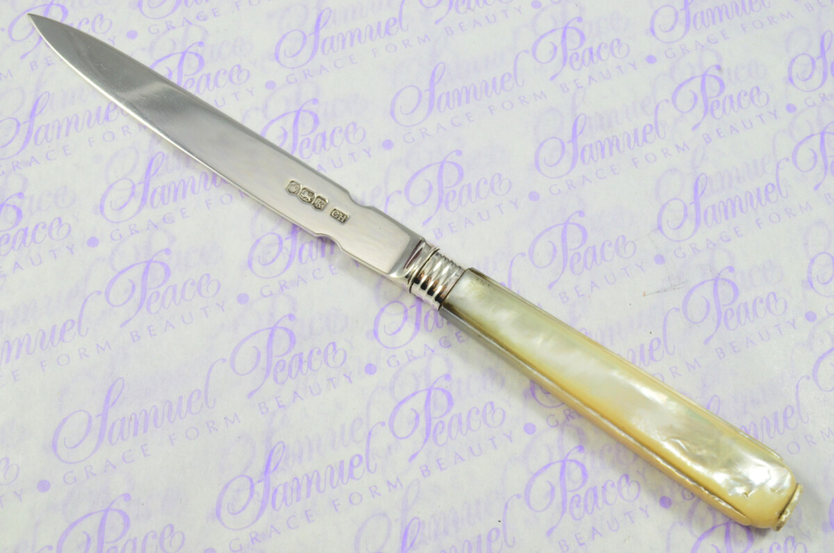 George Howson Solid Silver Bladed & Mother of Pearl Handled Letter Opener Sheffield 1927 Cased - Image 3