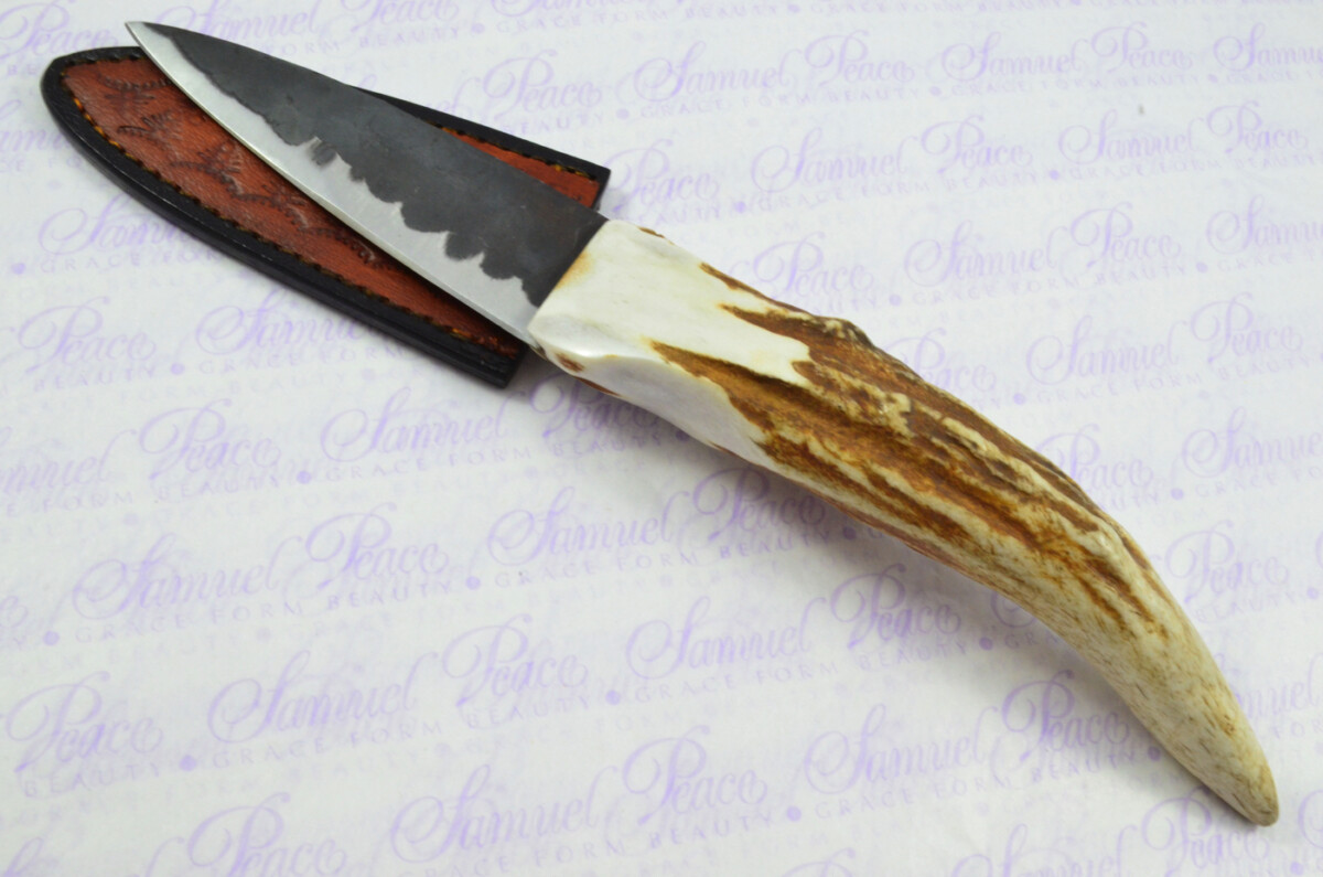 A Genuine Tyne Point Hand Forged Carbon Steel Stag Horn Antler Handle Sgian Dubh Sheffield England