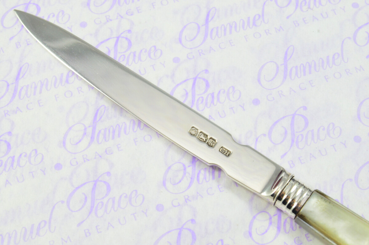 George Howson Solid Silver Bladed & Mother of Pearl Handled Letter Opener Sheffield 1927 Cased - Image 5