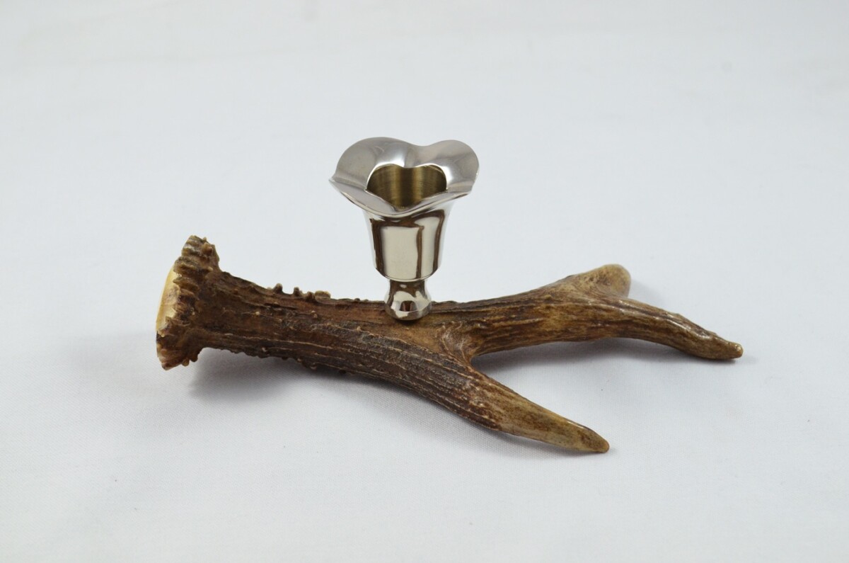 Beautiful Roe Deer Stag Antler Horn & Chrome Plated Candelabra Single Candle Holder