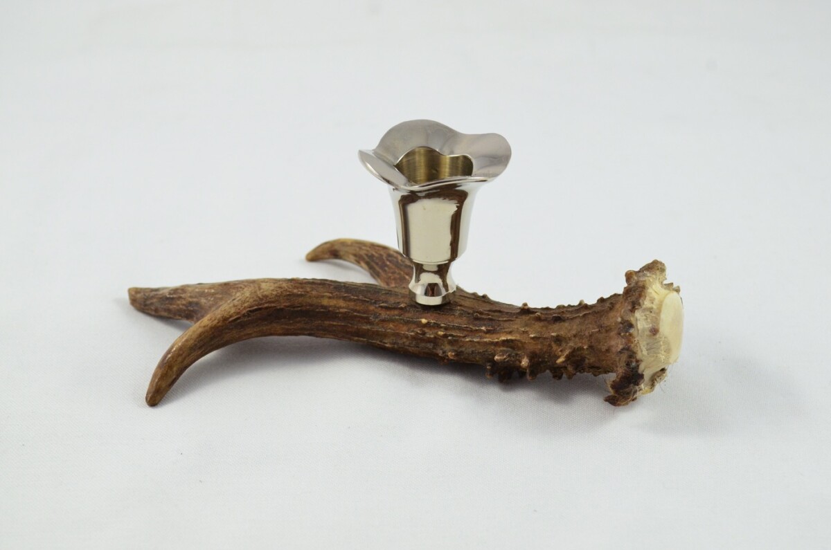 Beautiful Roe Deer Stag Antler Horn & Chrome Plated Candelabra Single Candle Holder - Image 2