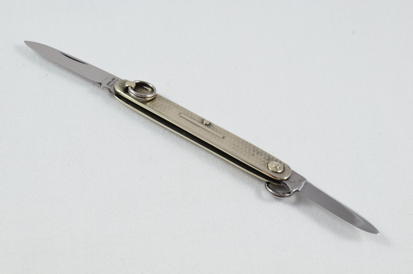 A J. B. Holland Folding Engine Turned Nickel Ring Pocket Pen Knife Sheffield