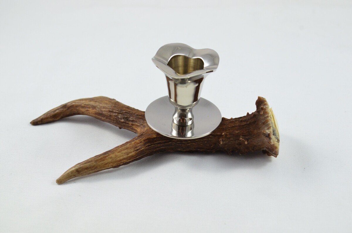 Unique Roe Deer Stag Antler Horn & Chrome Plated Candelabra Single Candle Holder - Image 2