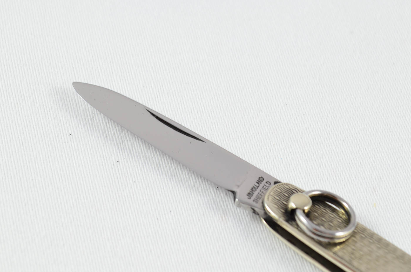 A J. B. Holland Folding Engine Turned Nickel Ring Pocket Pen Knife Sheffield - Image 2