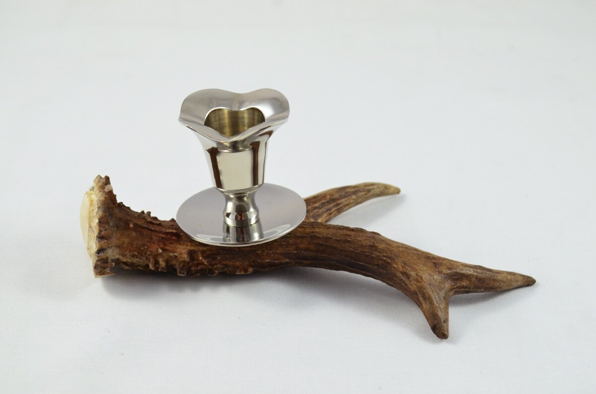 Unique Roe Deer Stag Antler Horn & Chrome Plated Candelabra Single Candle Holder