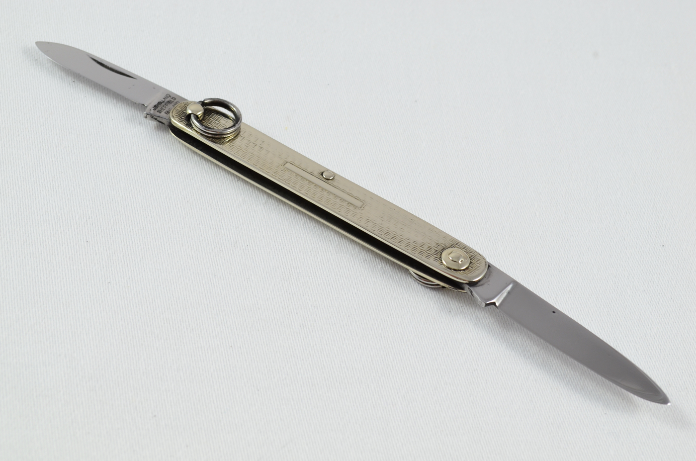A J. B. Holland Folding Engine Turned Nickel Ring Pocket Pen Knife Sheffield - Image 5