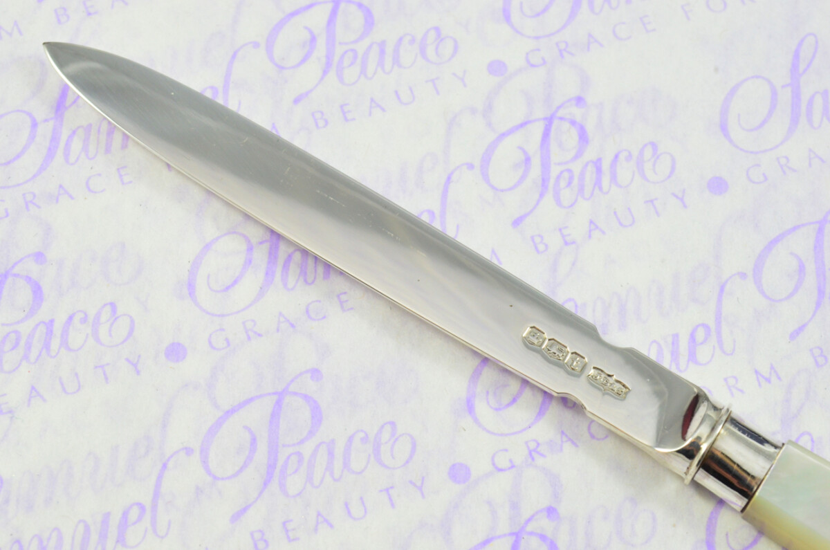 James Dixon & Sons Solid Silver Bladed & Mother of Pearl Handled Letter Opener Sheffield 1936 Cased - Image 5