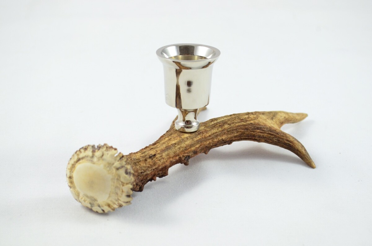 Petite Roe Deer Stag Antler Horn & Chrome Plated Candelabra Single Candle Holder