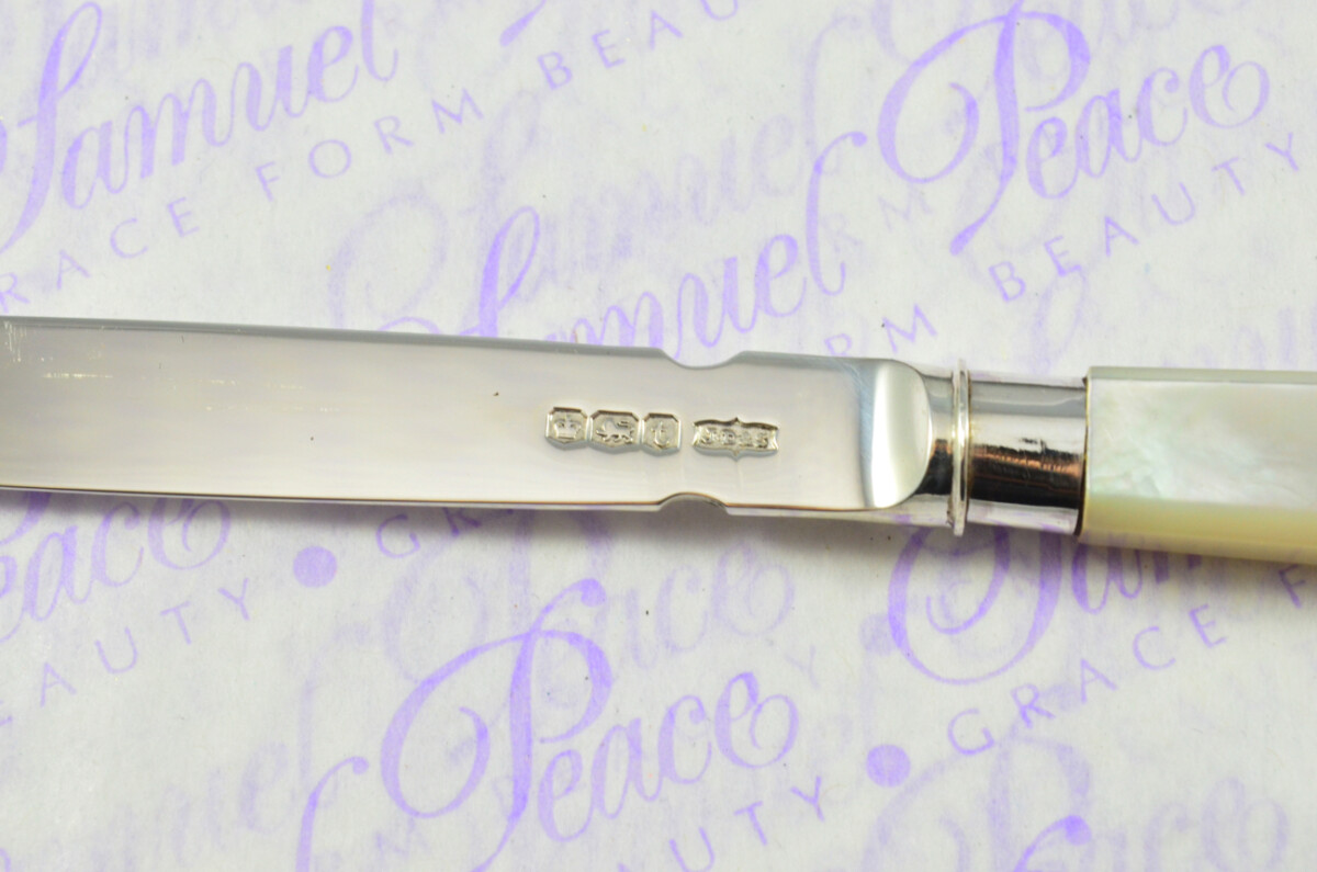 James Dixon & Sons Solid Silver Bladed & Mother of Pearl Handled Letter Opener Sheffield 1936 Cased - Image 6