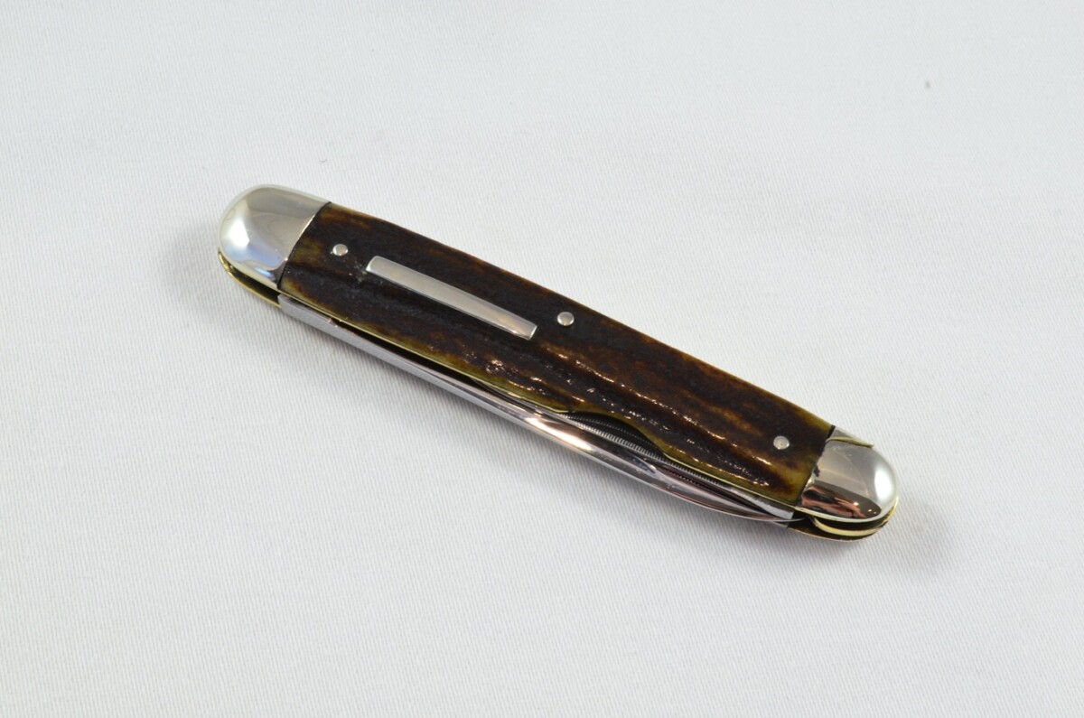 Antique Sheffield RARE MINT 3 Blade George Butler c.1890 Folding Stag Scaled Pocket Pen Knife - Image 4