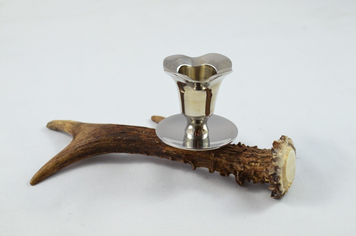 Gorgeous Roe Deer Stag Antler Horn & Chrome Plated Candelabra Single Candle Holder - Image 2