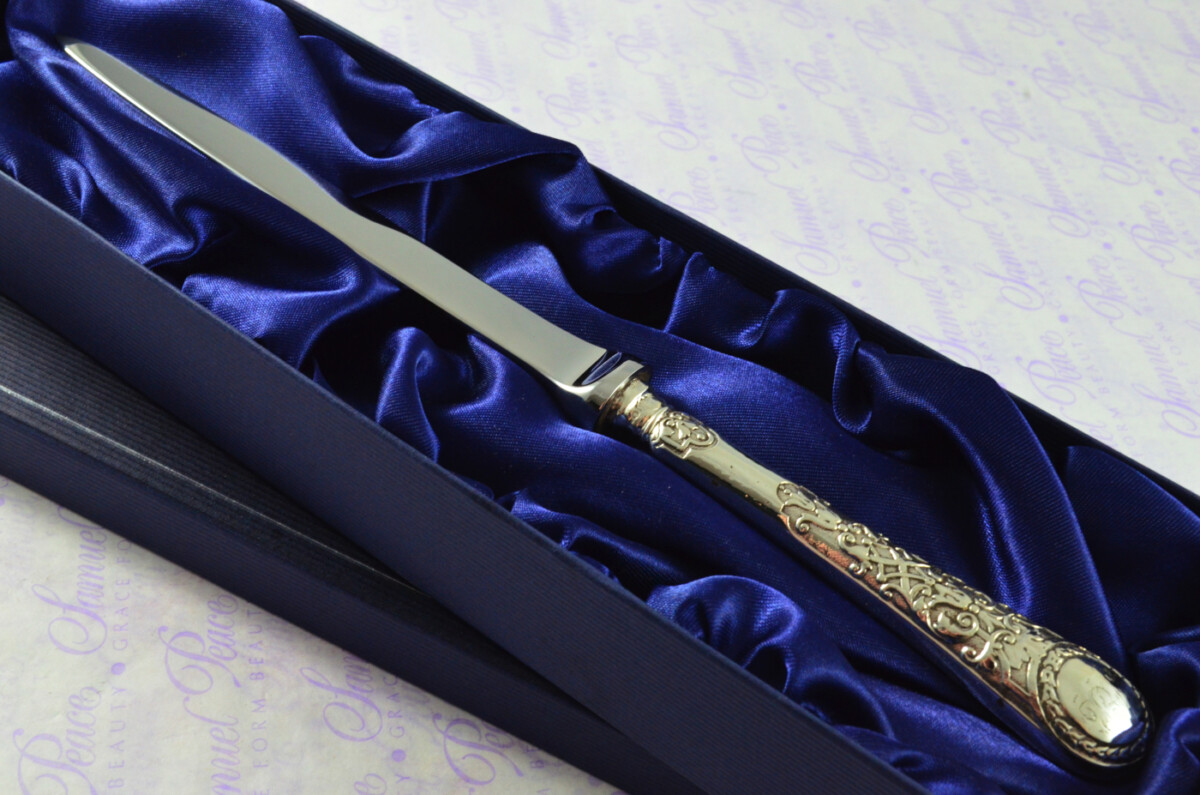 Italian Pattern Martin Hall & Co Sterling Silver Handled Letter Opener 1855 Cased - Image 2