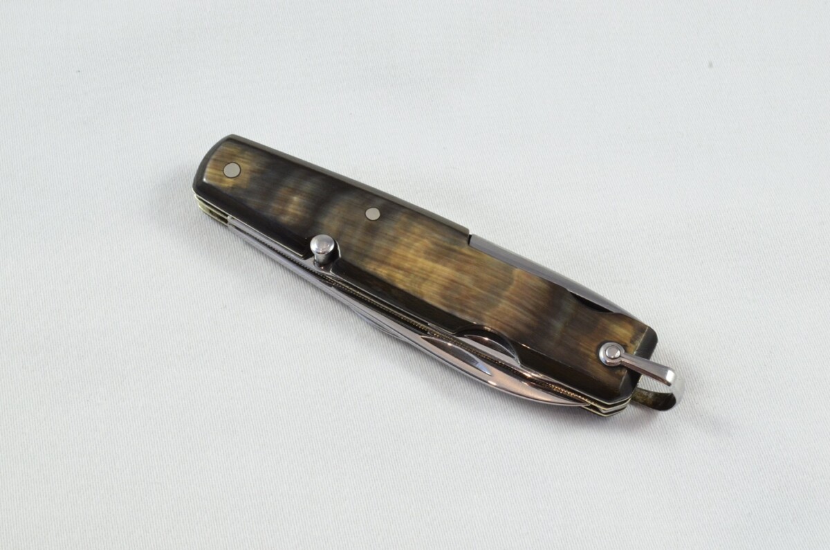 French Made 6 Piece Folding Buffalo Scaled Pocket Pen Knife - Image 4