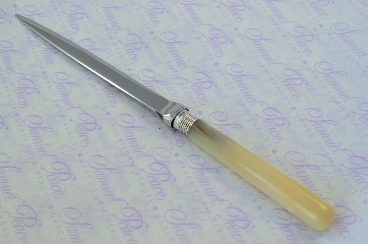 John Yates Solid Silver Bladed & Mother of Pearl Handled Letter Opener Sheffield 1917 Cased - Image 2