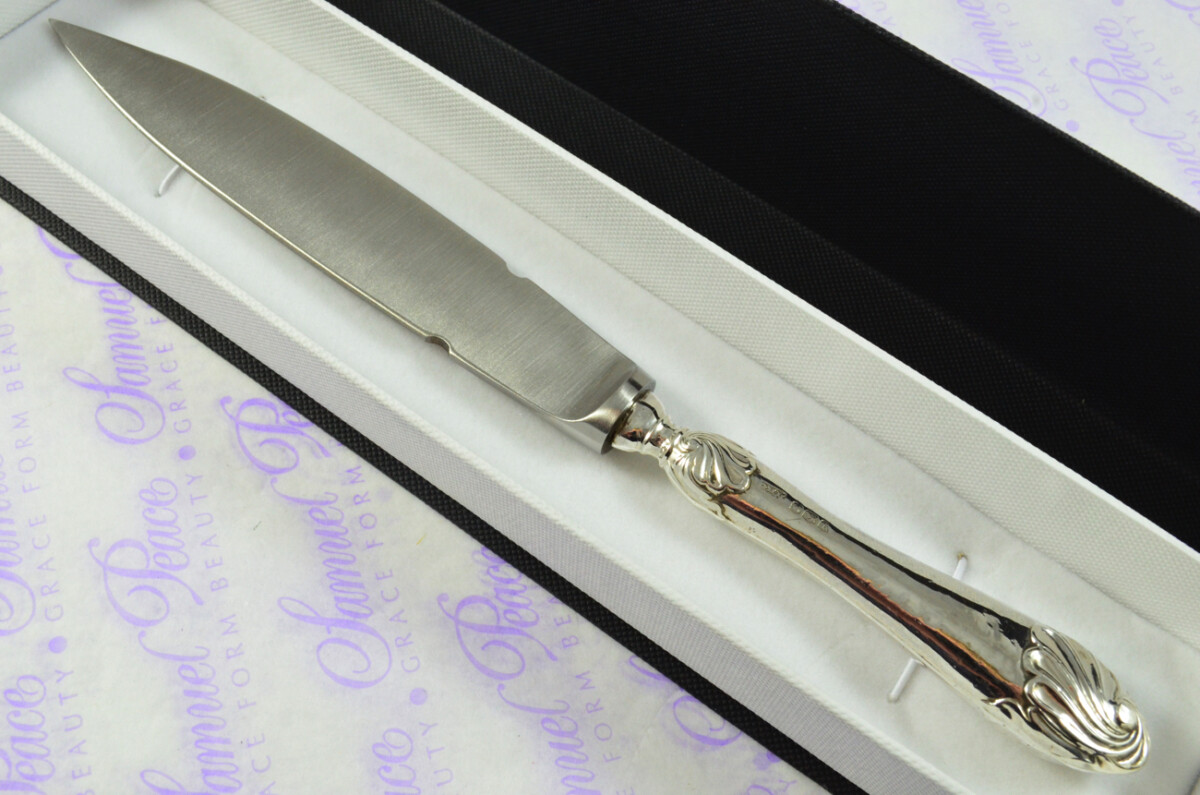 George Henry Biggin Ornate Shell Pattern Sterling Silver Letter Opener Sheffield 1925 - Image 3