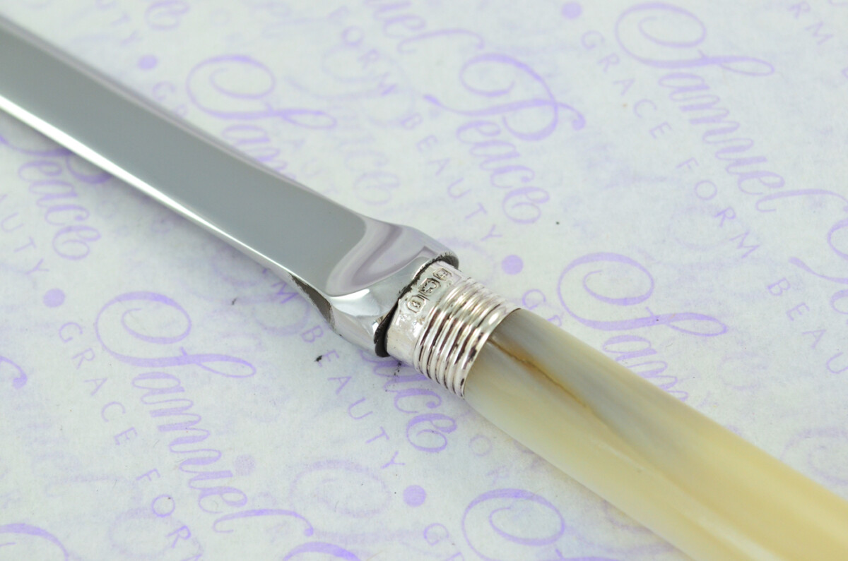 John Yates Solid Silver Bladed & Mother of Pearl Handled Letter Opener Sheffield 1917 Cased - Image 4