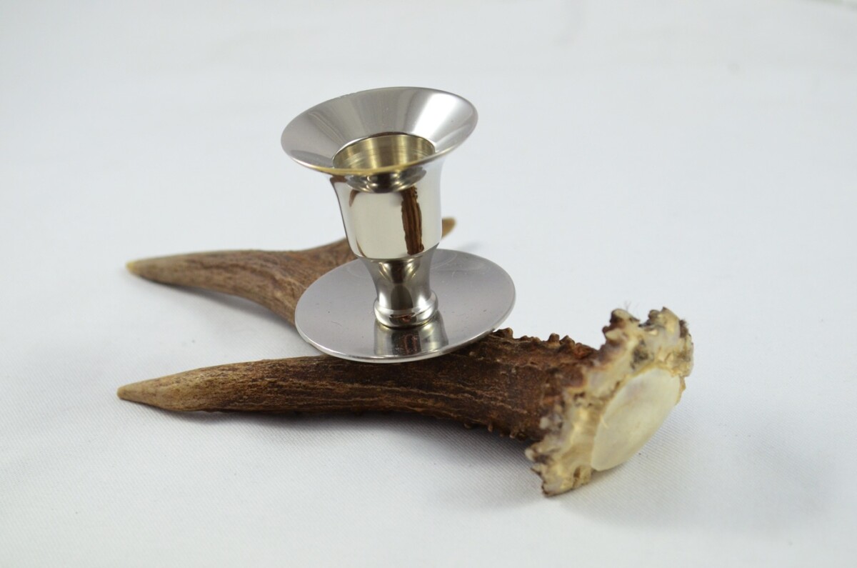 Great Roe Deer Stag Antler Horn & Chrome Plated Candelabra Single Candle Holder - Image 2
